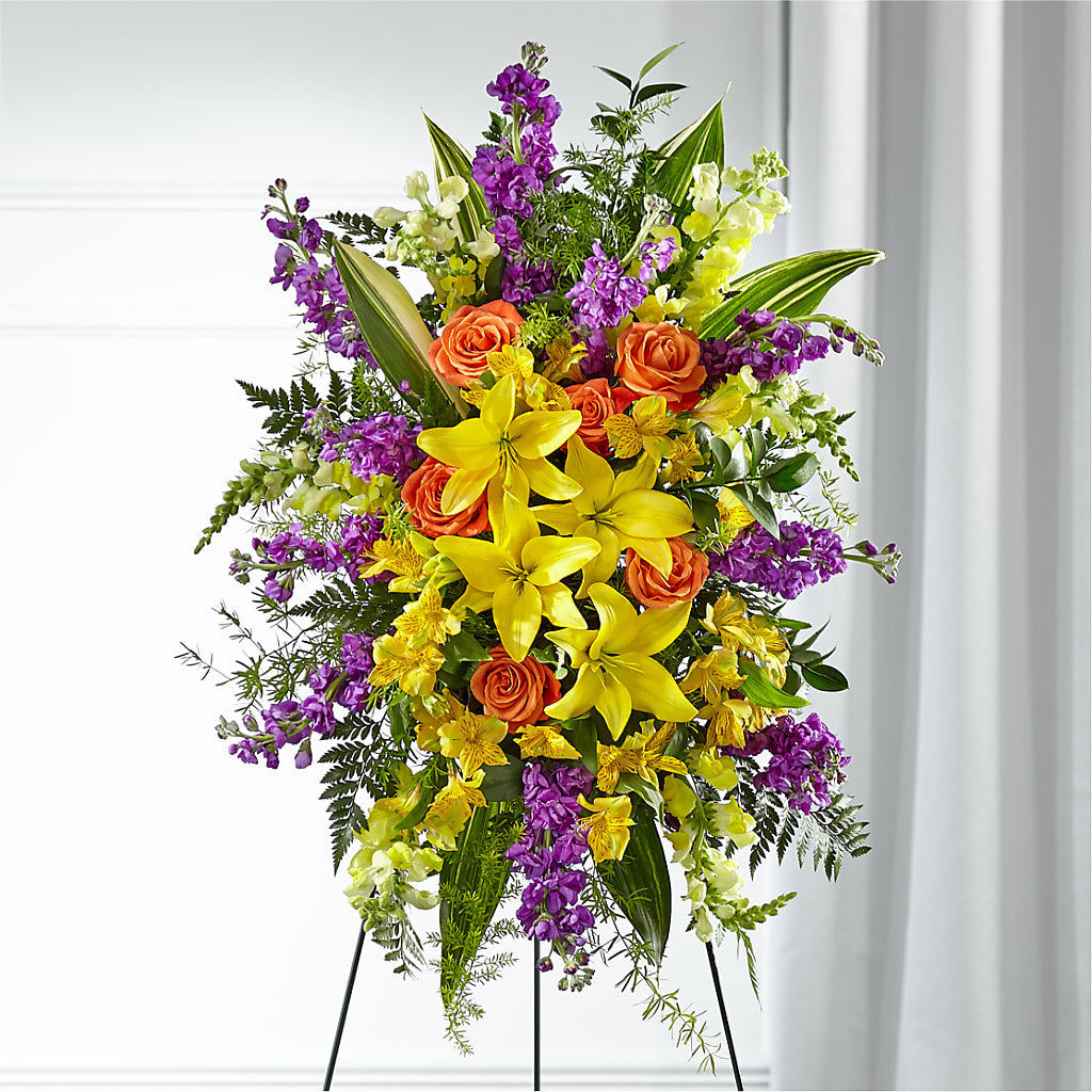 Thoughtful Prayers Standing Spray – Family Florist, Red Springs NC