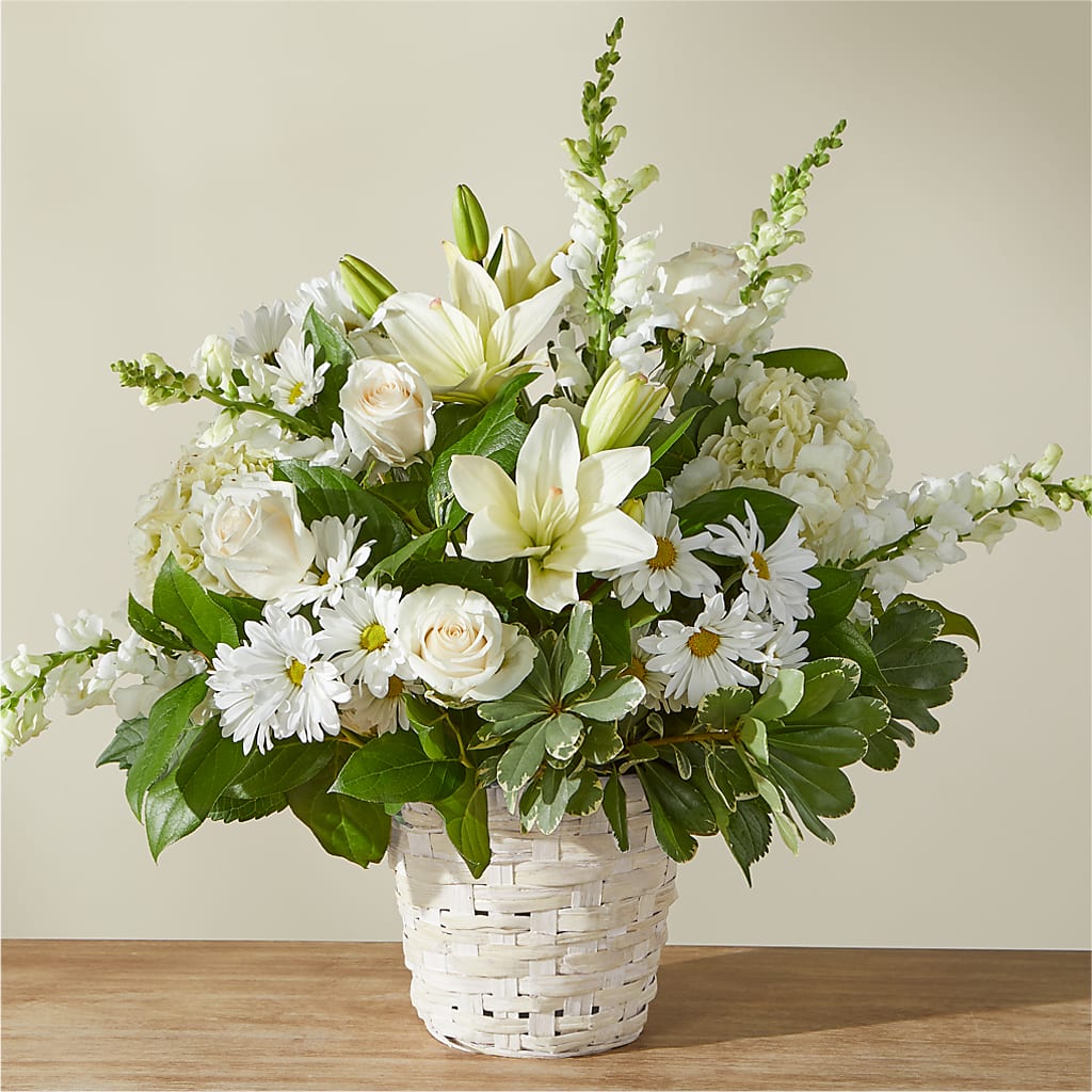 Ivory Elegance Floral Basket – Family Florist, Red Springs NC