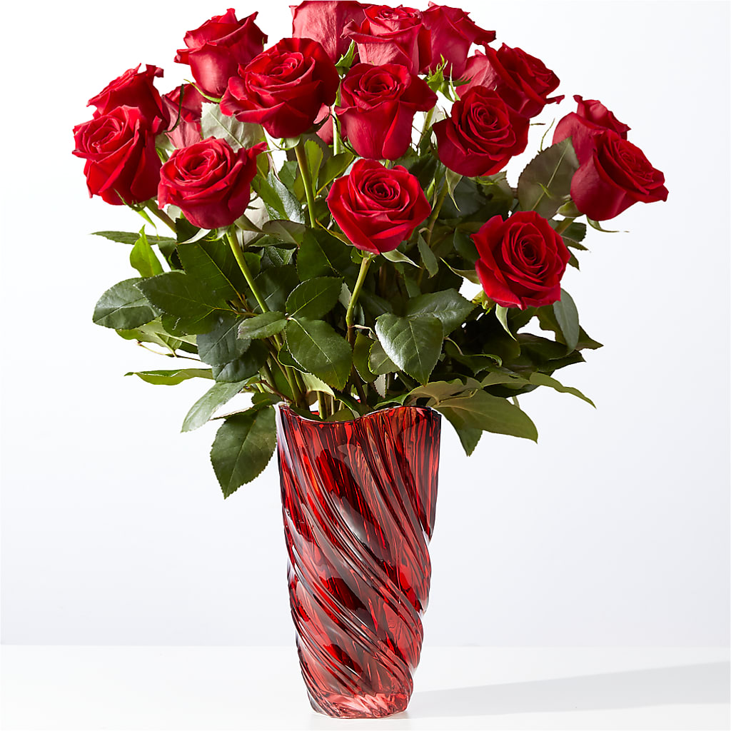 Classic Love Red Rose Bouquet with Luxe Swirl Vase – Family Florist, Red Springs NC