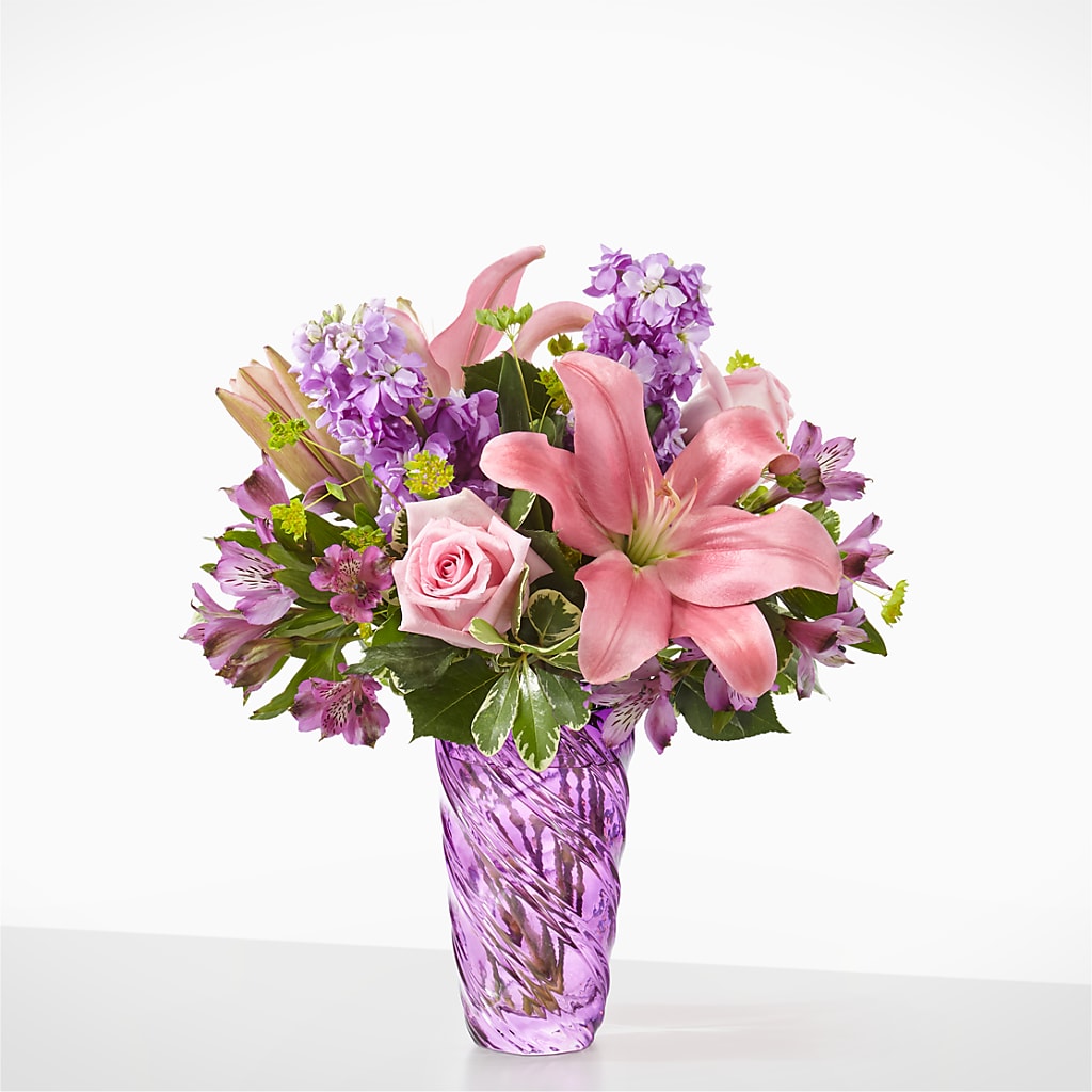 Precious Petals Bouquet with Luxe Swirl Vase – Family Florist, Red Springs NC