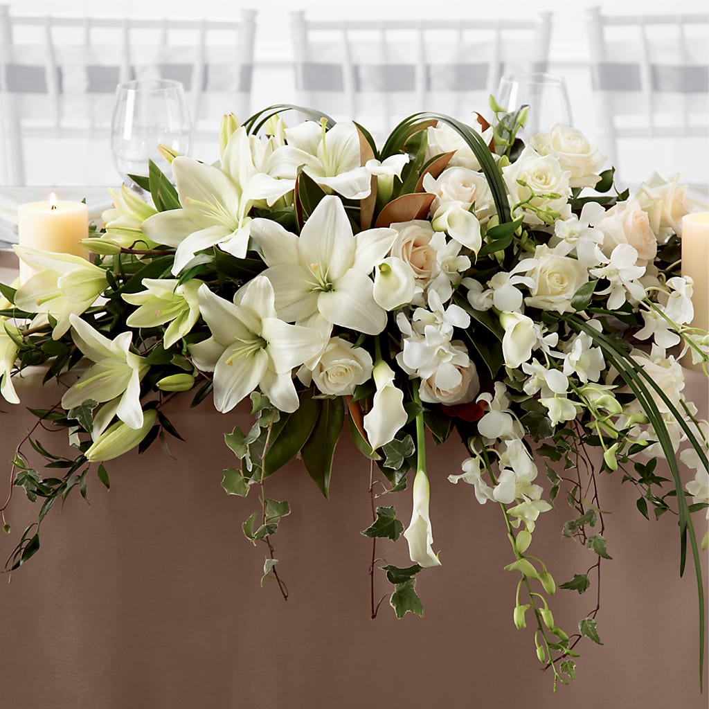 White Linen Arrangement – Family Florist, Red Springs NC