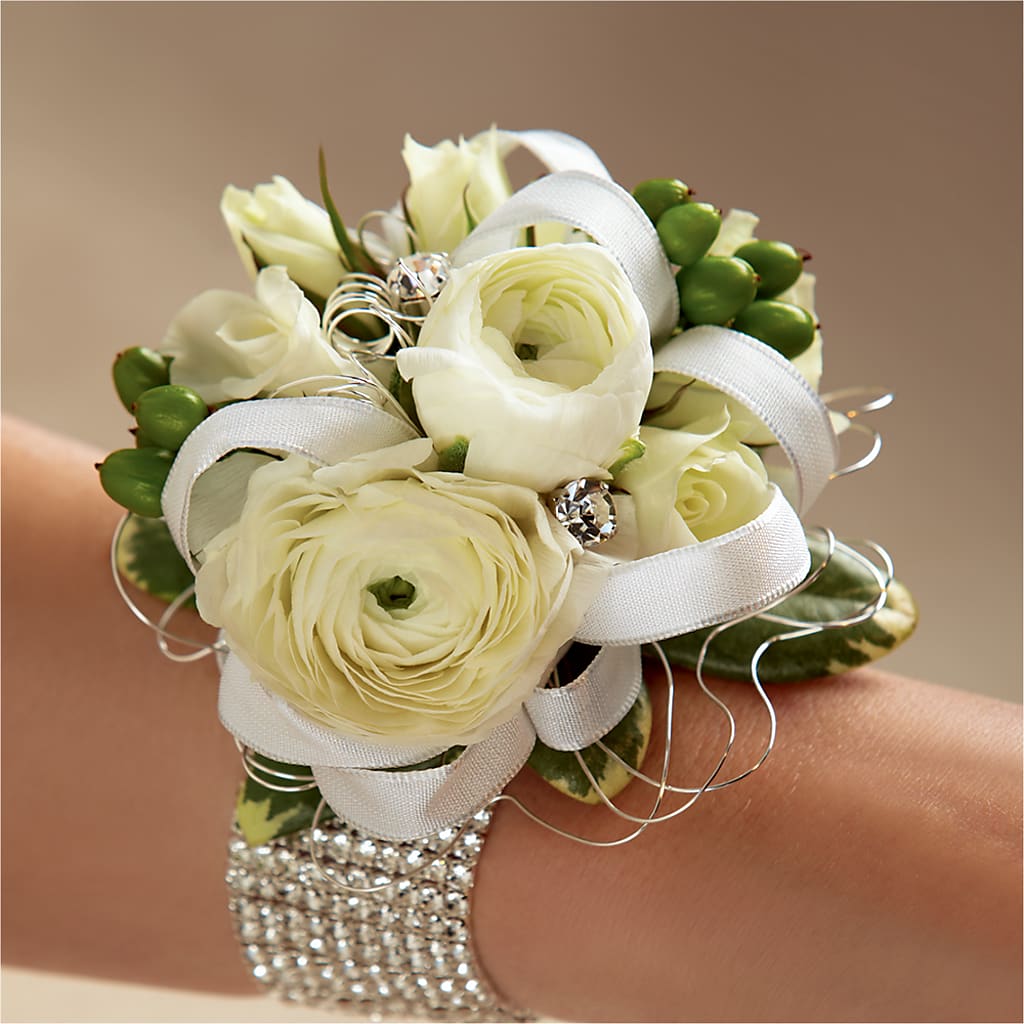 White Wedding Corsage – Family Florist, Red Springs NC