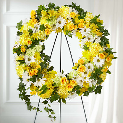 Golden Remembrance Wreath –  Family Florist, Red Springs NC
