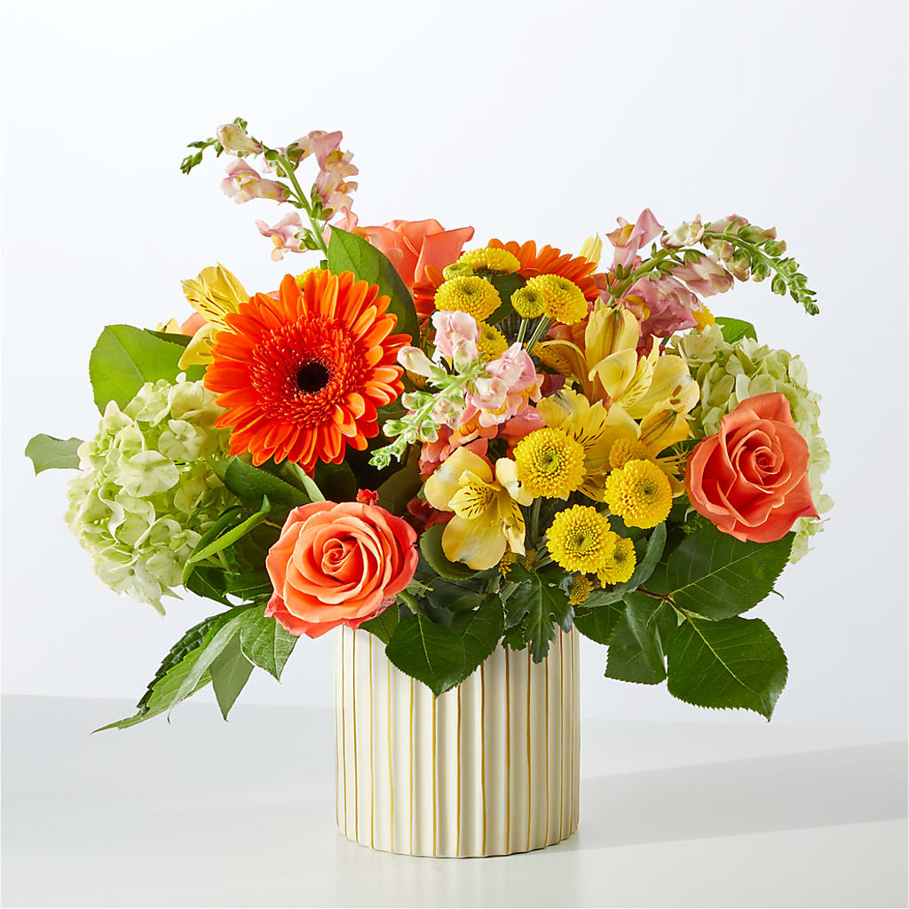 Autumn Sunshine Bouquet with Ivory Vase –  Family Florist, Red Springs NC