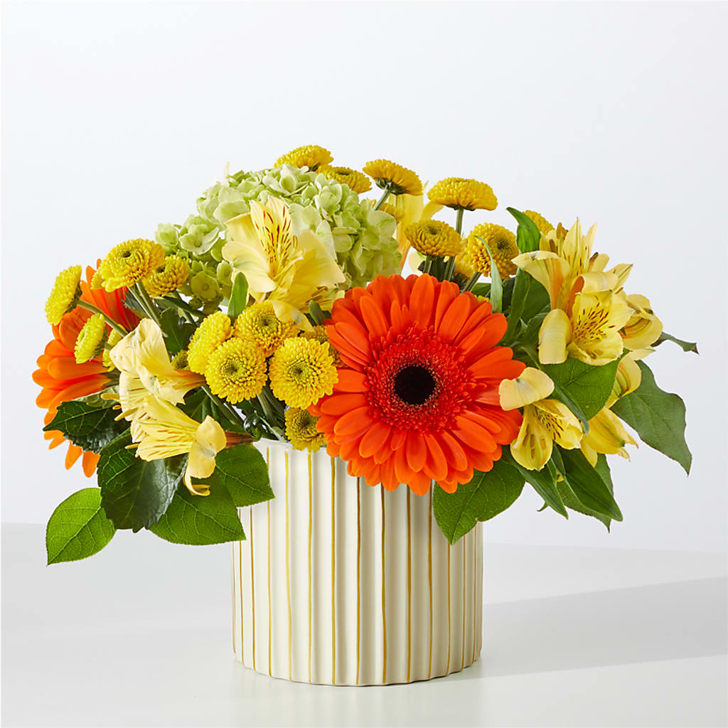 Autumn Sunshine Bouquet with Ivory Vase –  Family Florist, Red Springs NC