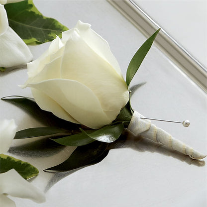 White Rose Boutonniere –  Family Florist, Red Springs NC